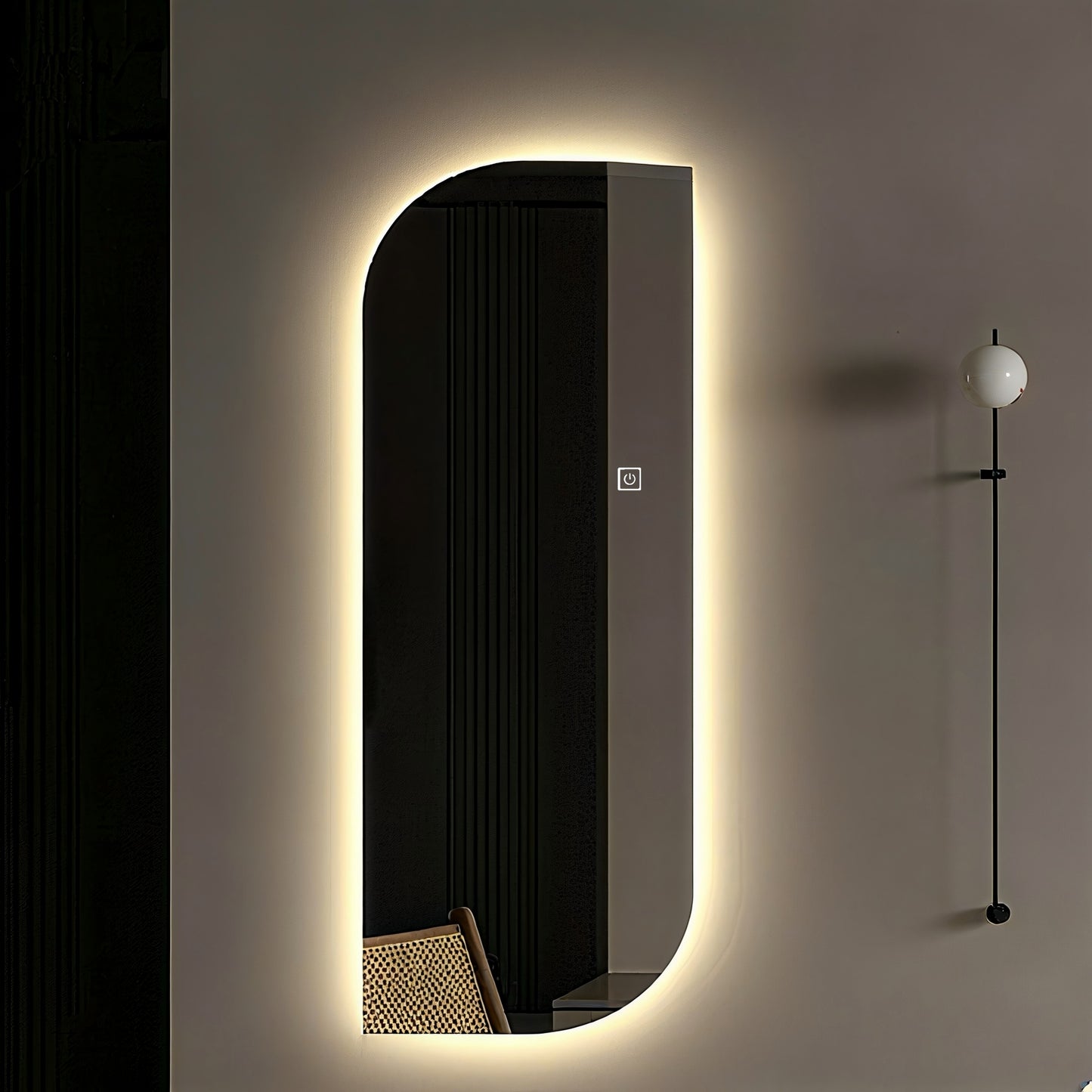 LED Full Length Wall Mirror - Irregular Shape, Dimmable Lighting