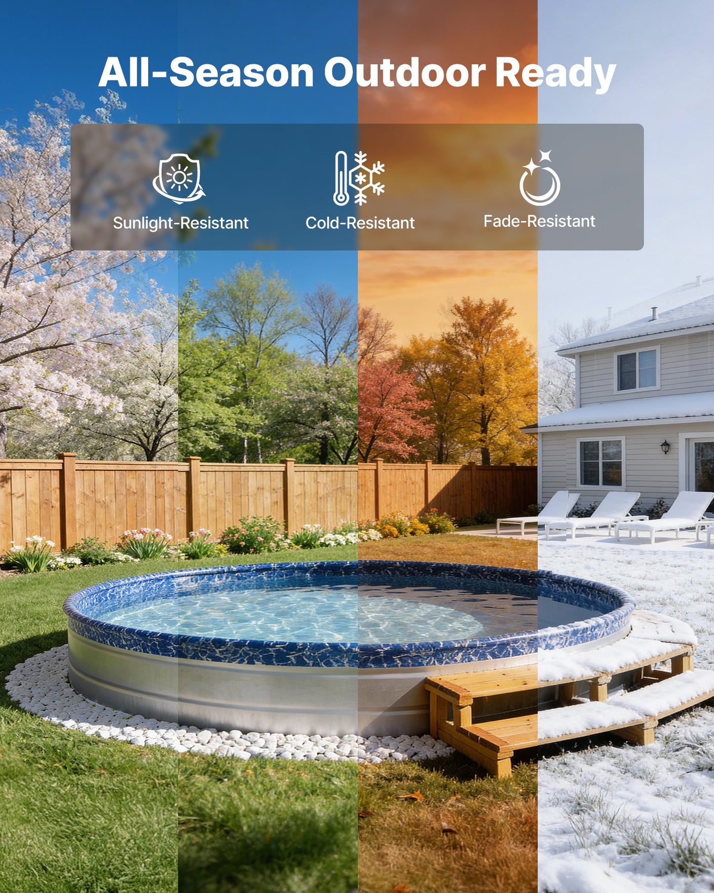 10ft Round Above-Ground Pool Liner - Heavy Gauge Vinyl, Easy Install, Leak-Proof Patches