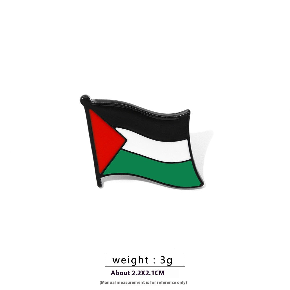 Free Palestine Flag Brooch Pin - Gold & Black Badge for Clothes & Accessories