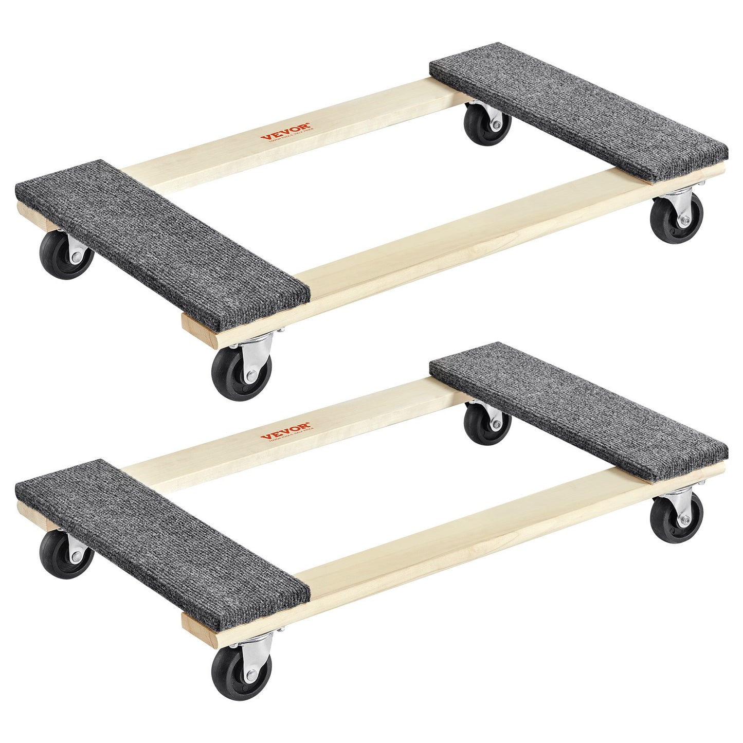 Heavy Duty Furniture Moving Dolly with Swivel Casters - 1000 Lb Load Capacity, 2 Pack, 18x30 Inches, Hardwood Cart for Heavy Furniture