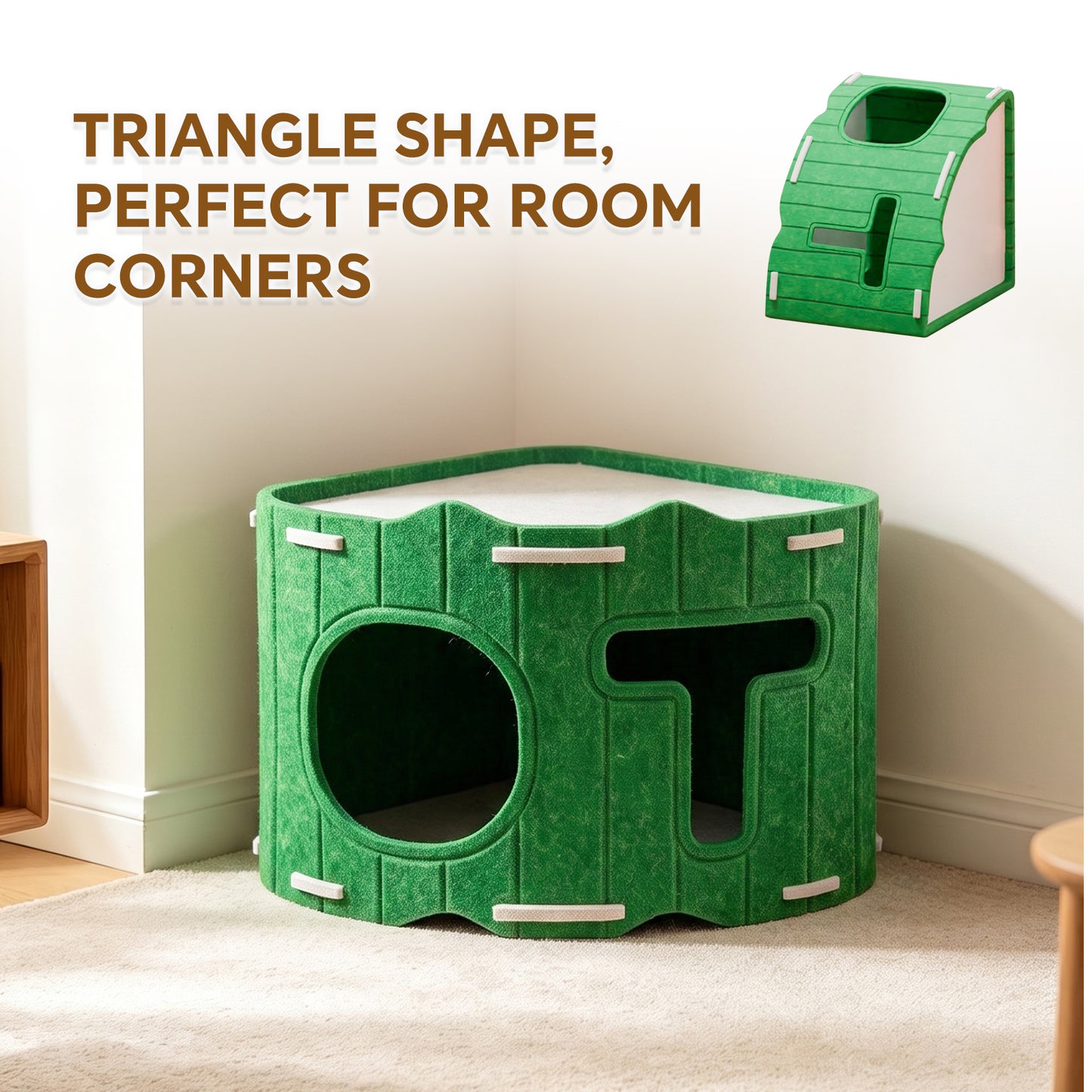 Modular Stackable Felt Cat House with Detachable Cave - Indoor Pet Shelter