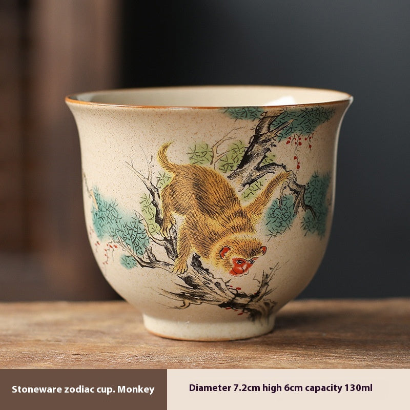 Zodiac Retro Chinese Style Ceramic Kung Fu Master Cup Set - Multiple Variants