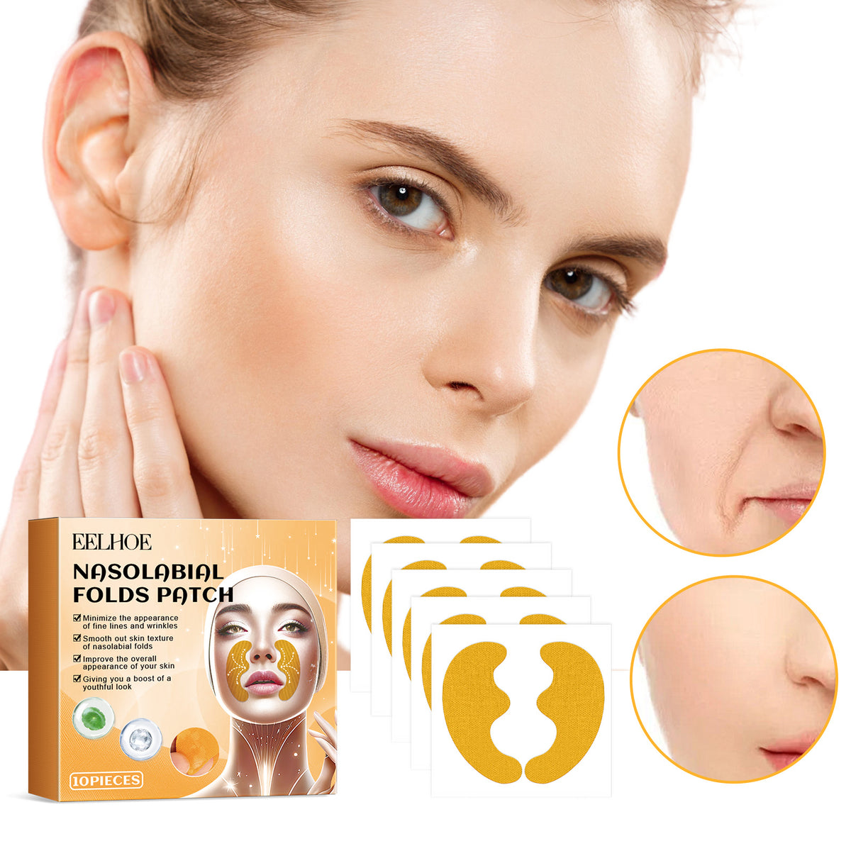 Facial Tightening Patches 10pcs - Moisturizing Skin Lift & Firming Mask