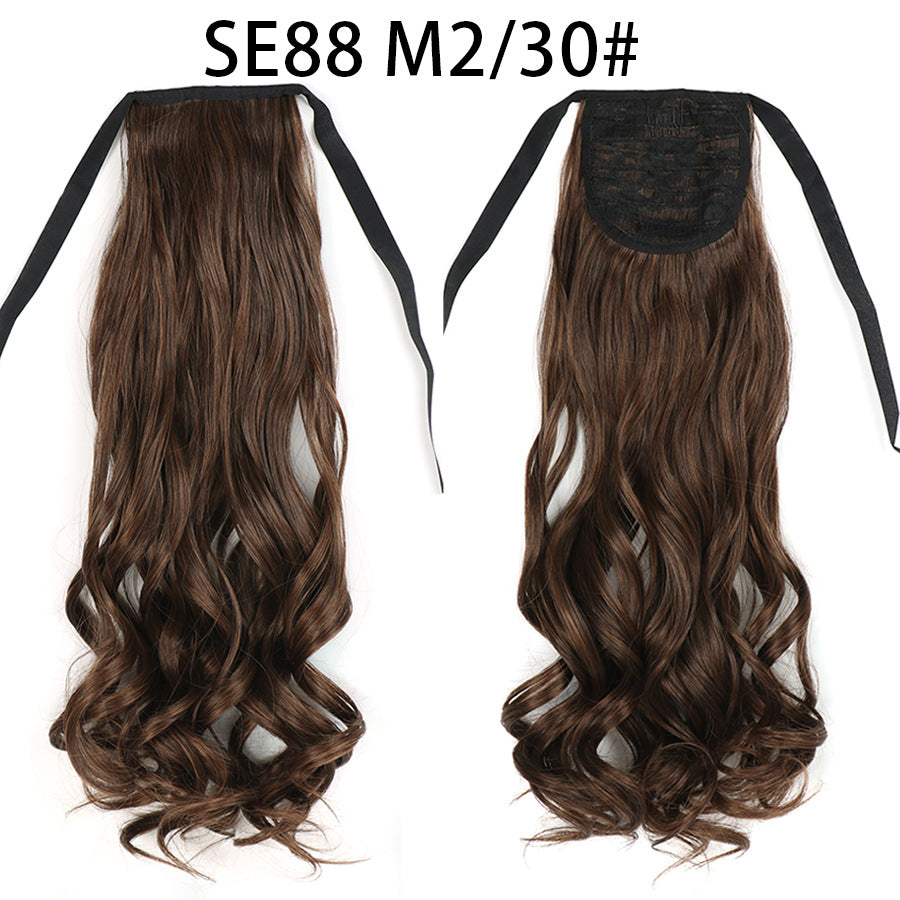 Long Chemical Fiber Wig with Bow Tie Strap - High Temp Silk Hair Extension