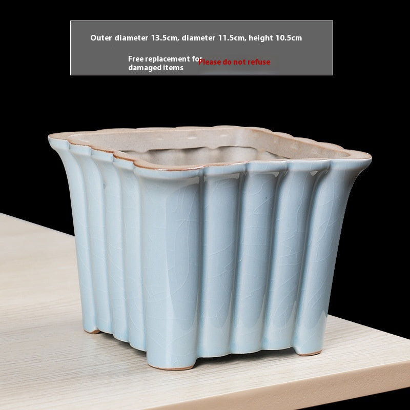 Ceramic Succulent Flowerpot with Ge Kiln Design for Indoor & Outdoor Plants