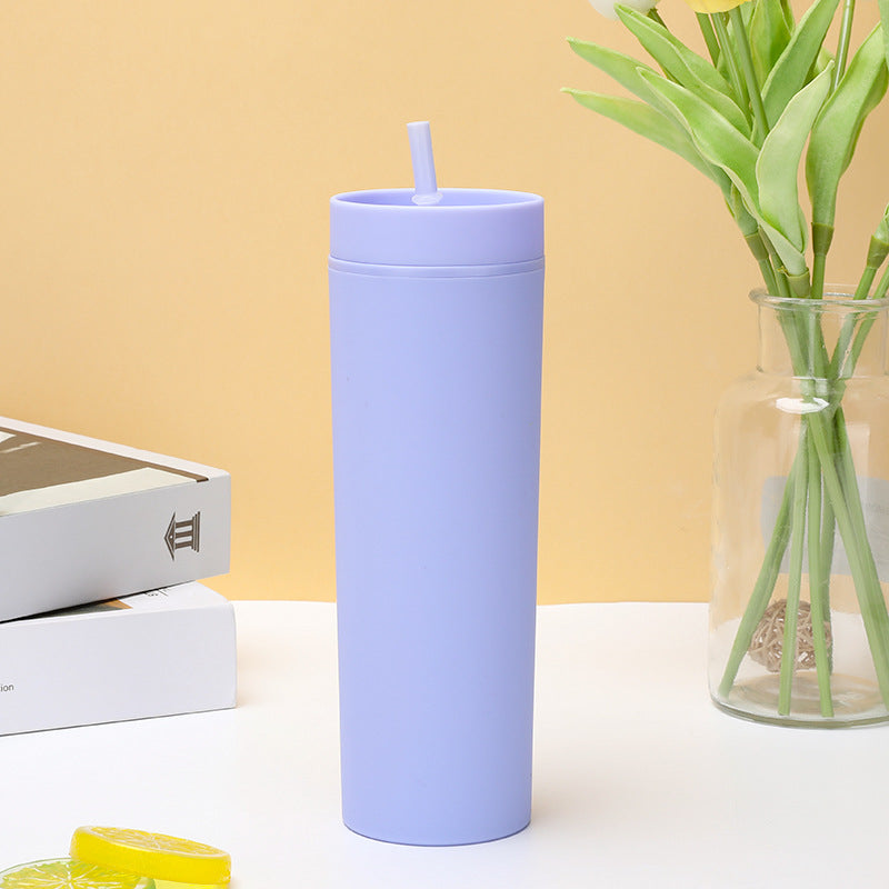 Double Layer Plastic Frosted Drink Cup - 16oz Leakproof Kitchenware