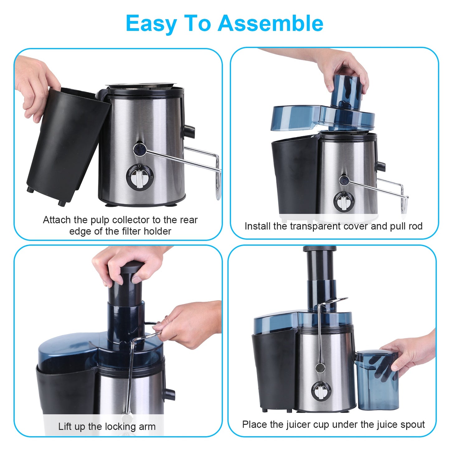 Electric Juicer with 2 Speeds & 2.6in Wide Feed Chute