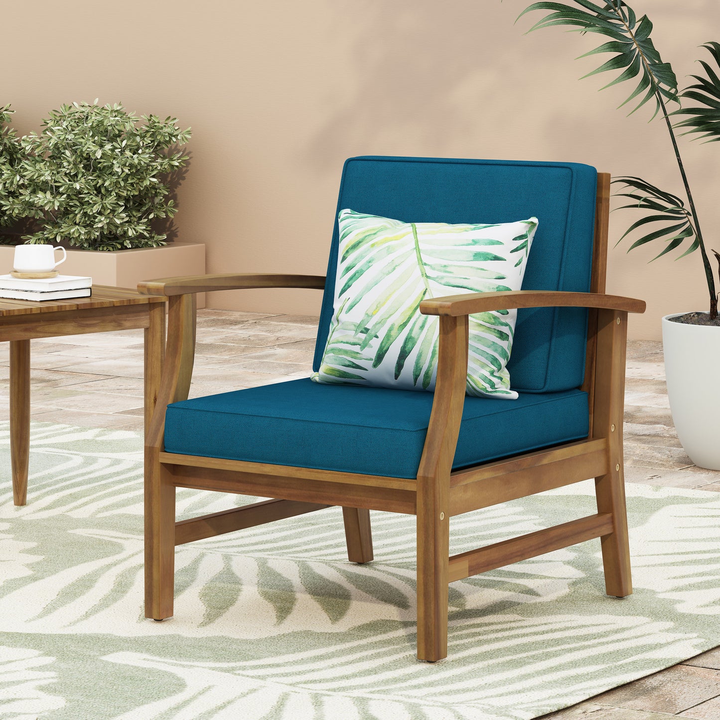 Blue Acacia Wood Perla Club Chair - Weather Resistant Design