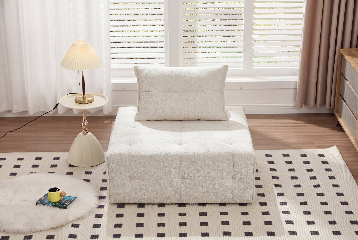 Modular Sectional Sofa with Adjustable Backrest - Beige