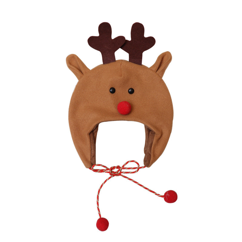 Christmas Hat with Long Shoelace Cartoon Decor - Elderly Snowman Deer Styles