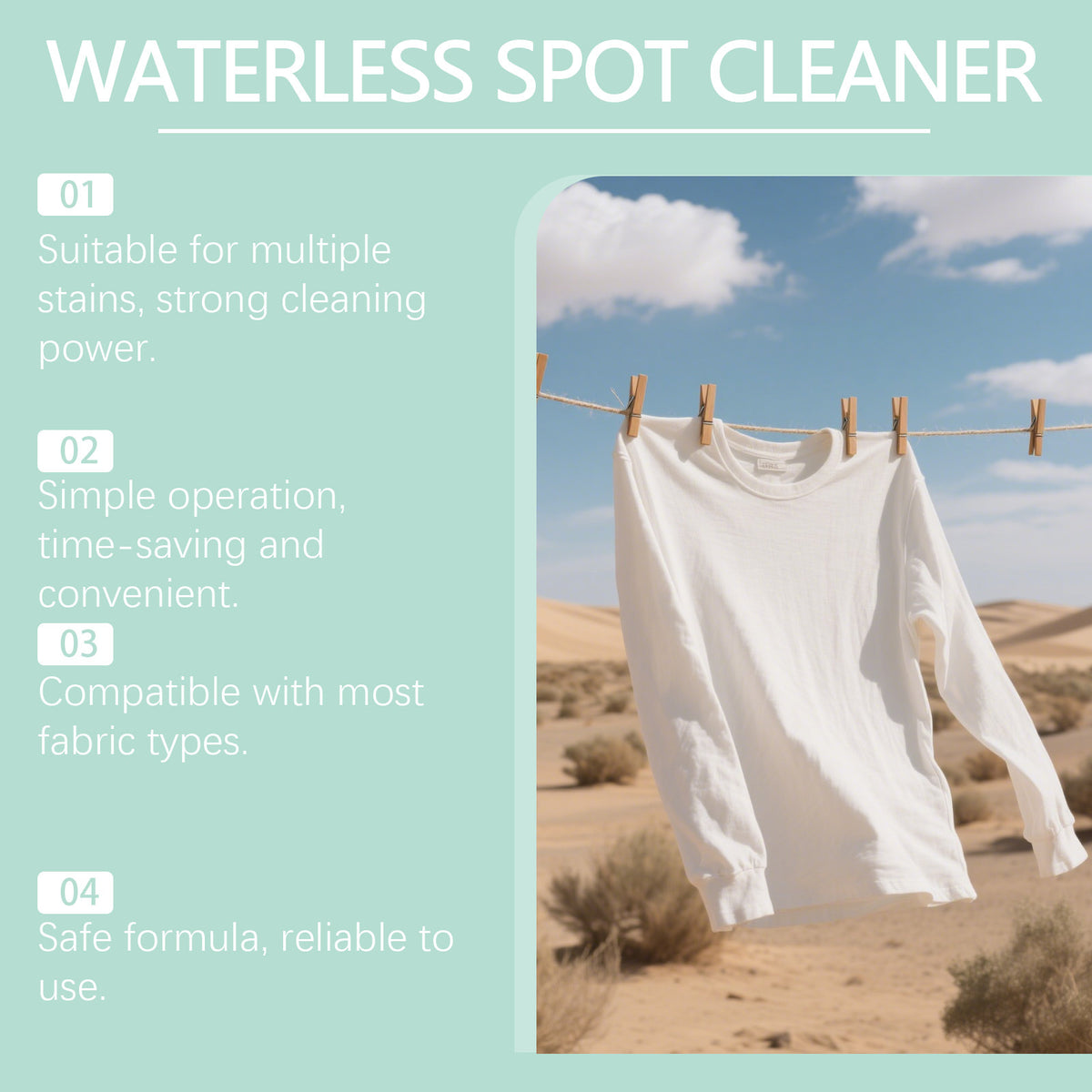 Waterless Fabric Stain Remover Spray 120ml No-Rinse Spot Cleaner
