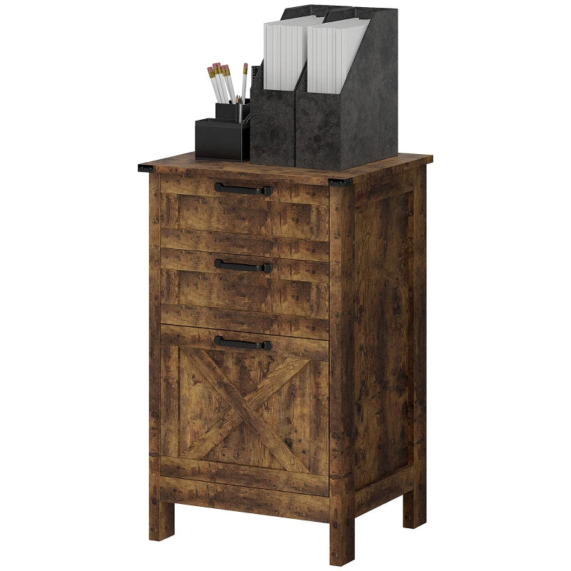 Rustic Farmhouse File Cabinet with 3 Drawers - A4 & Letter Size