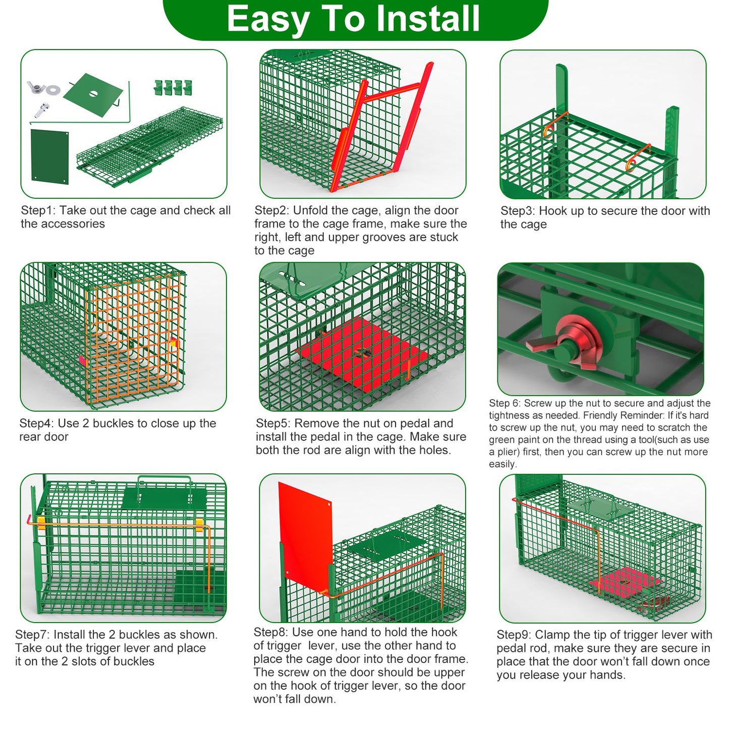 Humane Live Animal Cage Trap - Galvanized Iron, Multiple Sizes