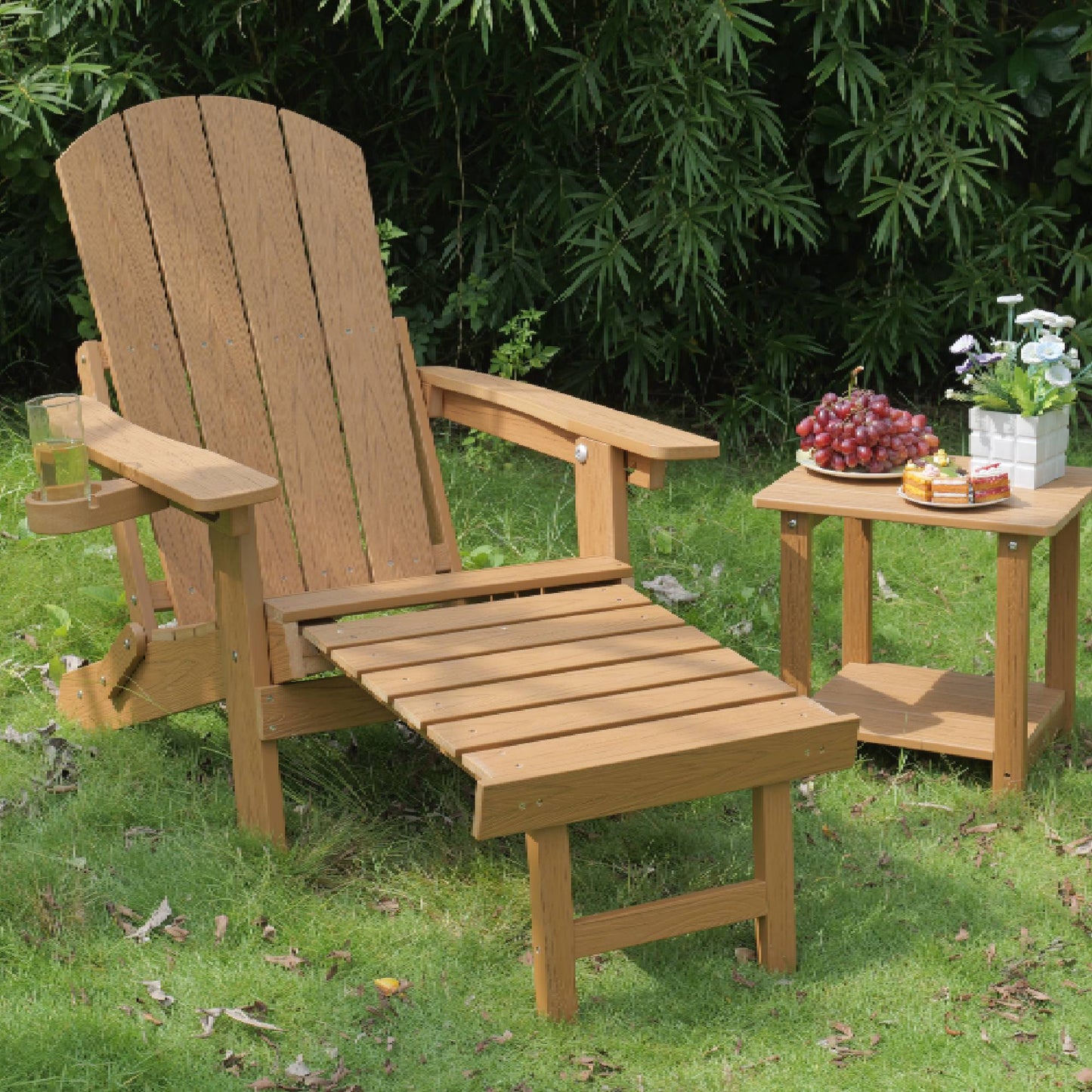 Outdoor Adjustable Lounge Chair With Cup HolderFor Patio Relaxation &