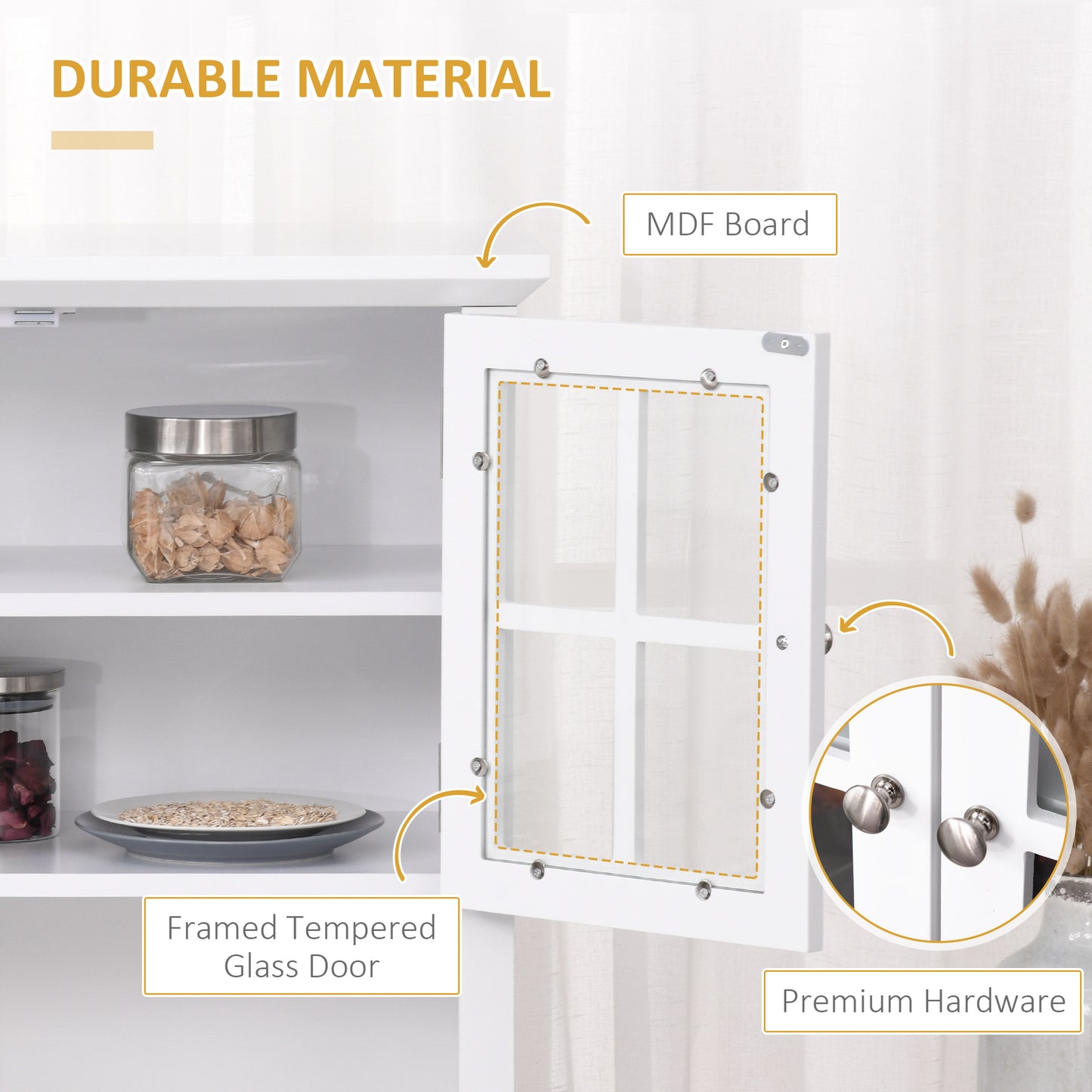 Freestanding Kitchen Buffet Hutch Cabinet - White Storage Pantry
