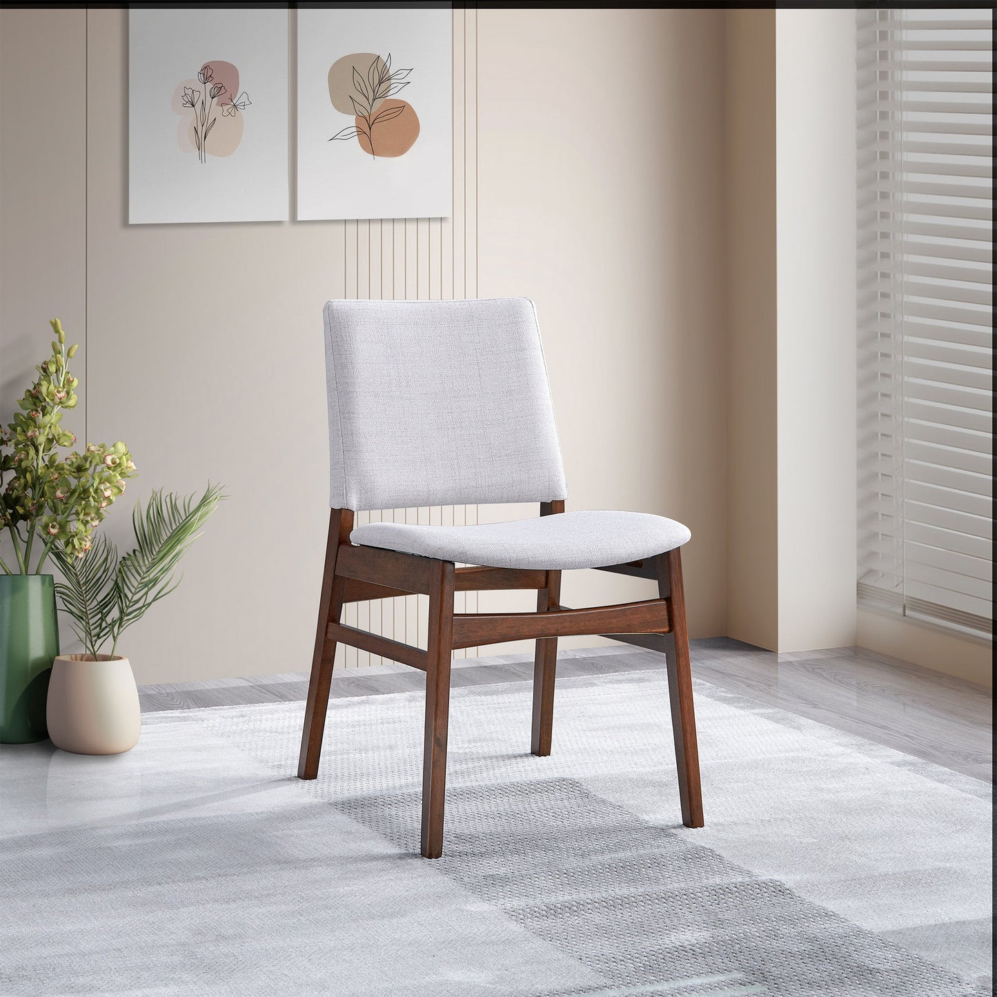 Gusto Mid-Century Modern Fabric Dining Chair Set Of 2 In Light Gray