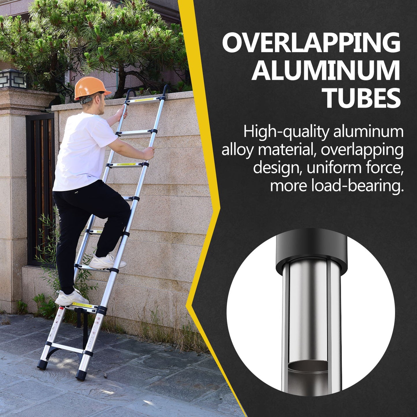 Aluminum Telescopic Ladder with Adjustable Height & Easy Storage