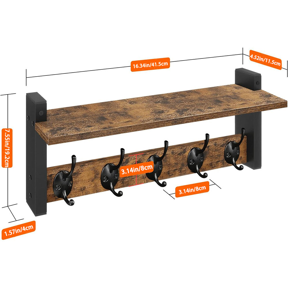 Wall-Mounted Shelf Living Room Decorative Display Rack with Hooks