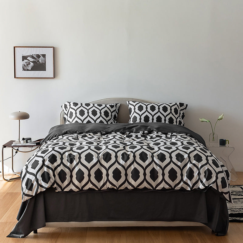 Long-Staple Cotton Bedding Set with Geometric Pattern - 4 Pieces, 2.0M Plus Size