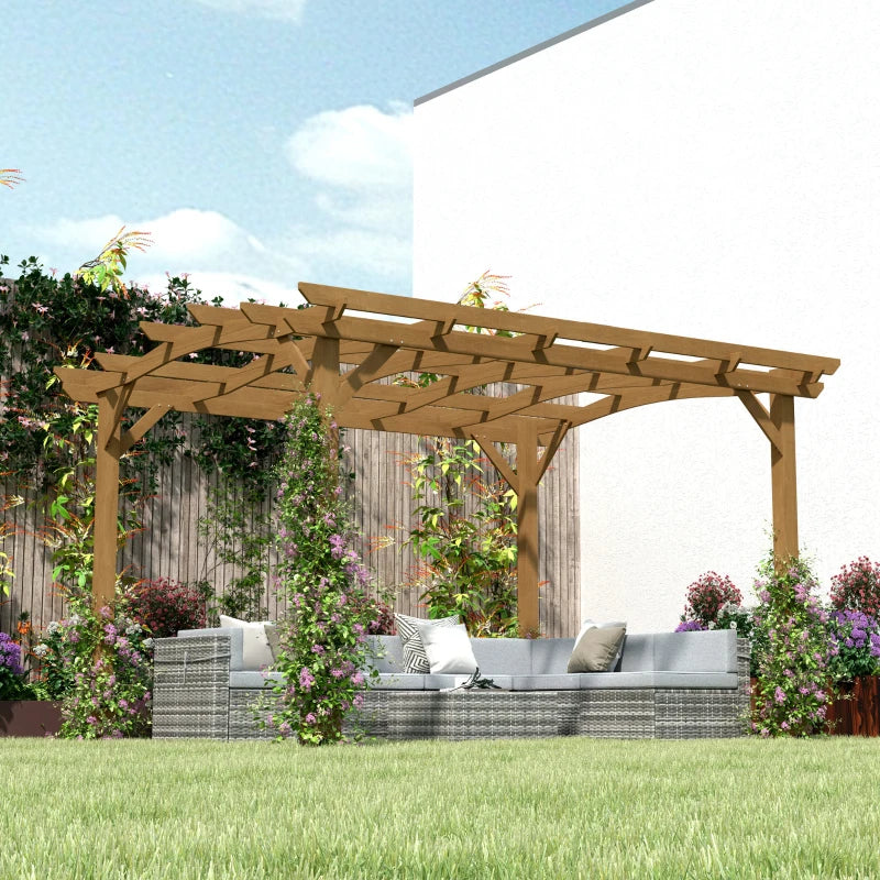 Outdoor Wood Pergola Gazebo for Climbing Plants - Dark Brown