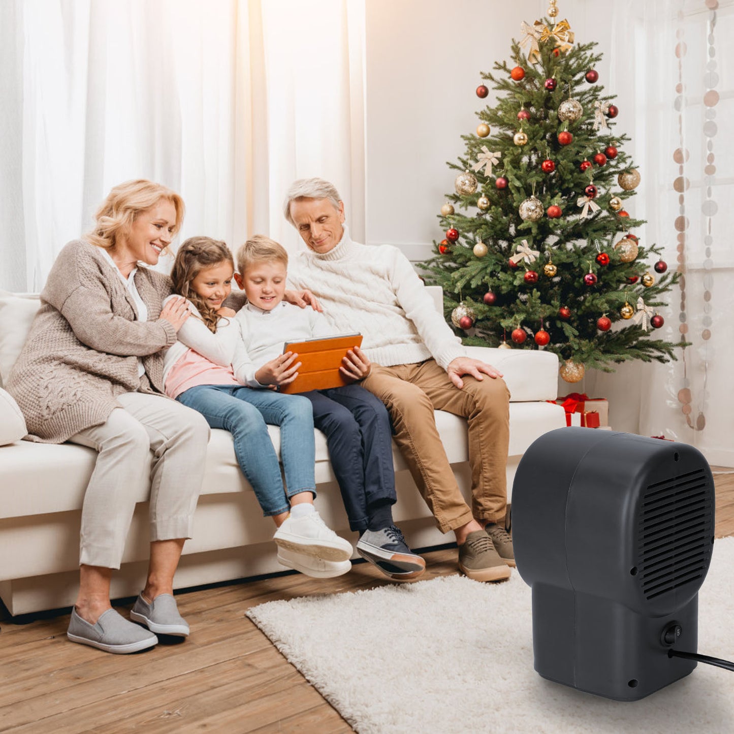 400W Portable Electric Space Heater for Home Office Small Room Grey