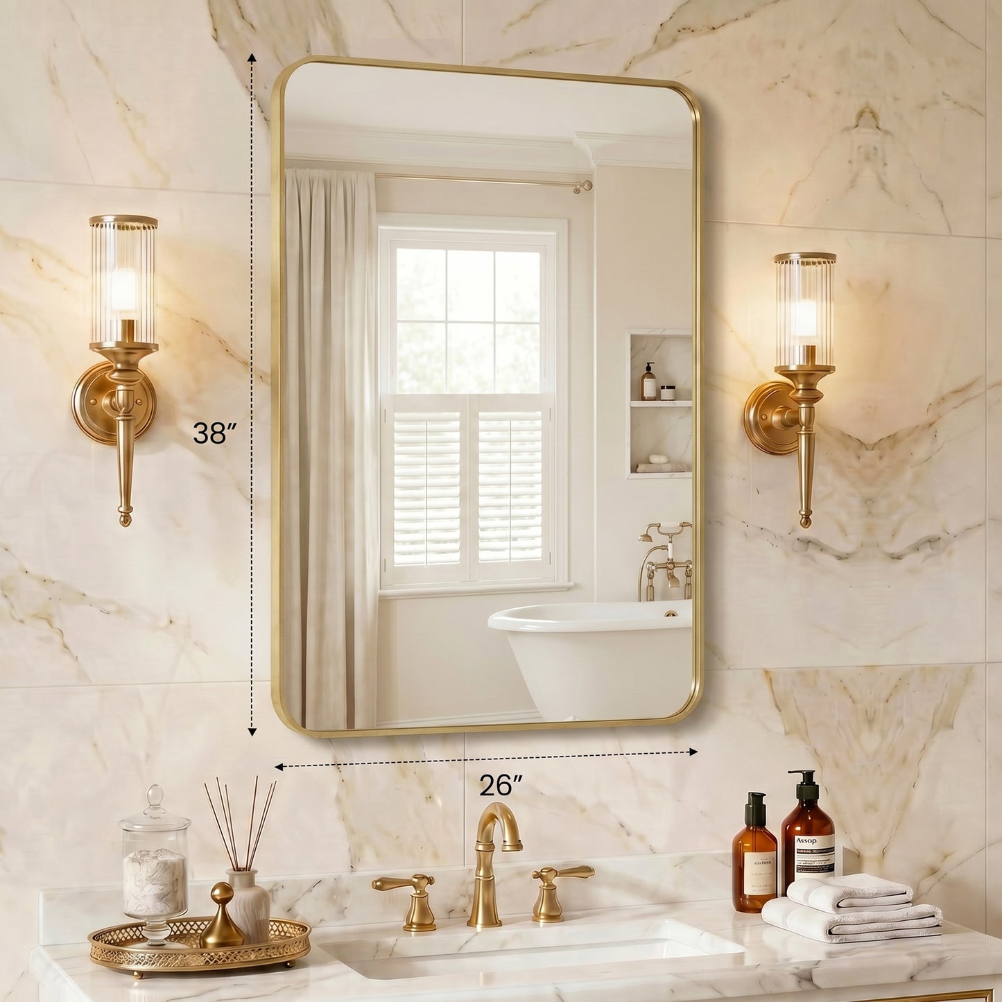 Rectangular Wall Mirror with Metal Frame - Multiple Sizes and Finishes