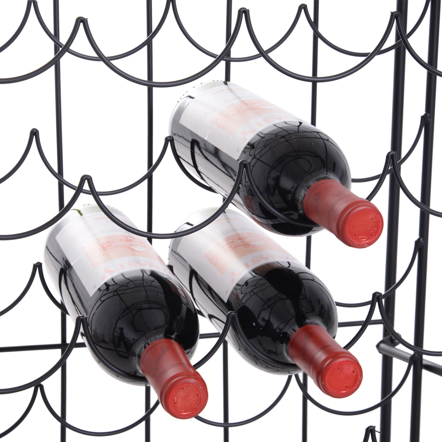Wrought Iron Wine Rack Cabinet for 35 Bottles - Black