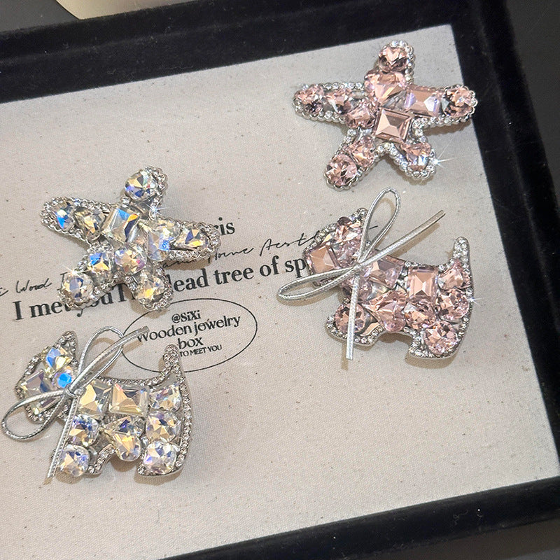 Rhinestone Hair Clip for Women - Starfish & Puppy Designs