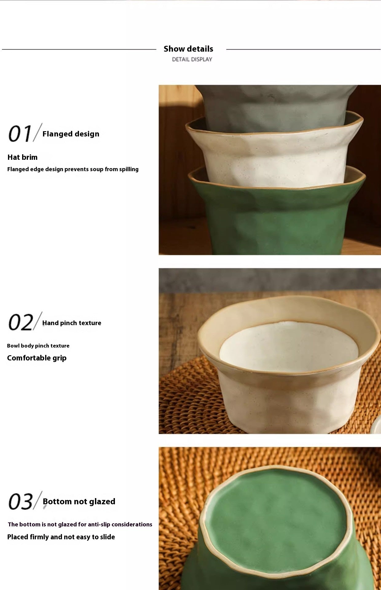 Retro Ceramic Kitchen Bowl Set with Spoons - Handmade Stoneware Dinnerware