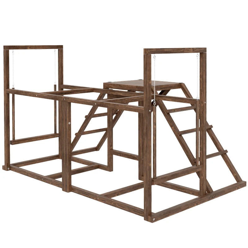 Chicken Play Set with Perches Swing Ladder and Platform for 3-4 Chickens - Coffee