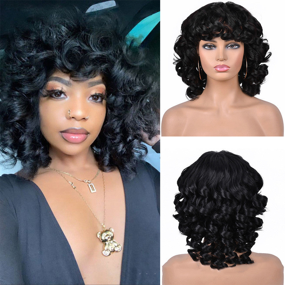 Women's Gradient Roman Volume Full Head Cover Wig - Synthetic, Curly Hair, 30cm Length