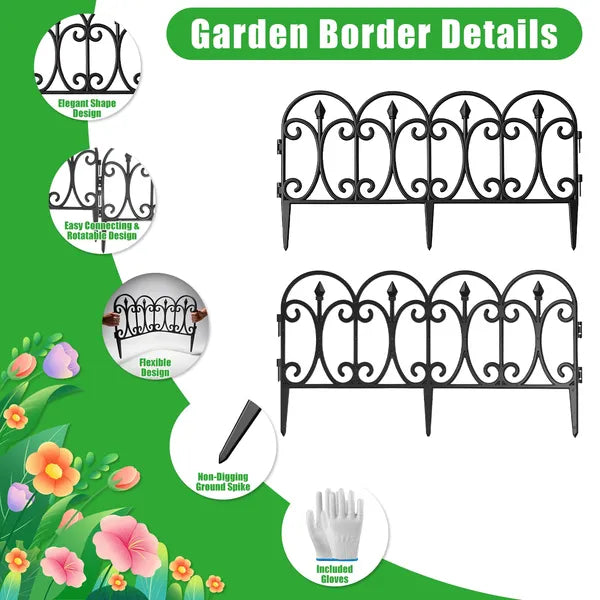 10-Pack Decorative Garden Fence Panels - Flexible Edging Border