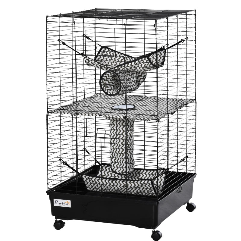 Small Animal Cage with Wheels for Ferrets & Small Pets, Black 635x180x660mm