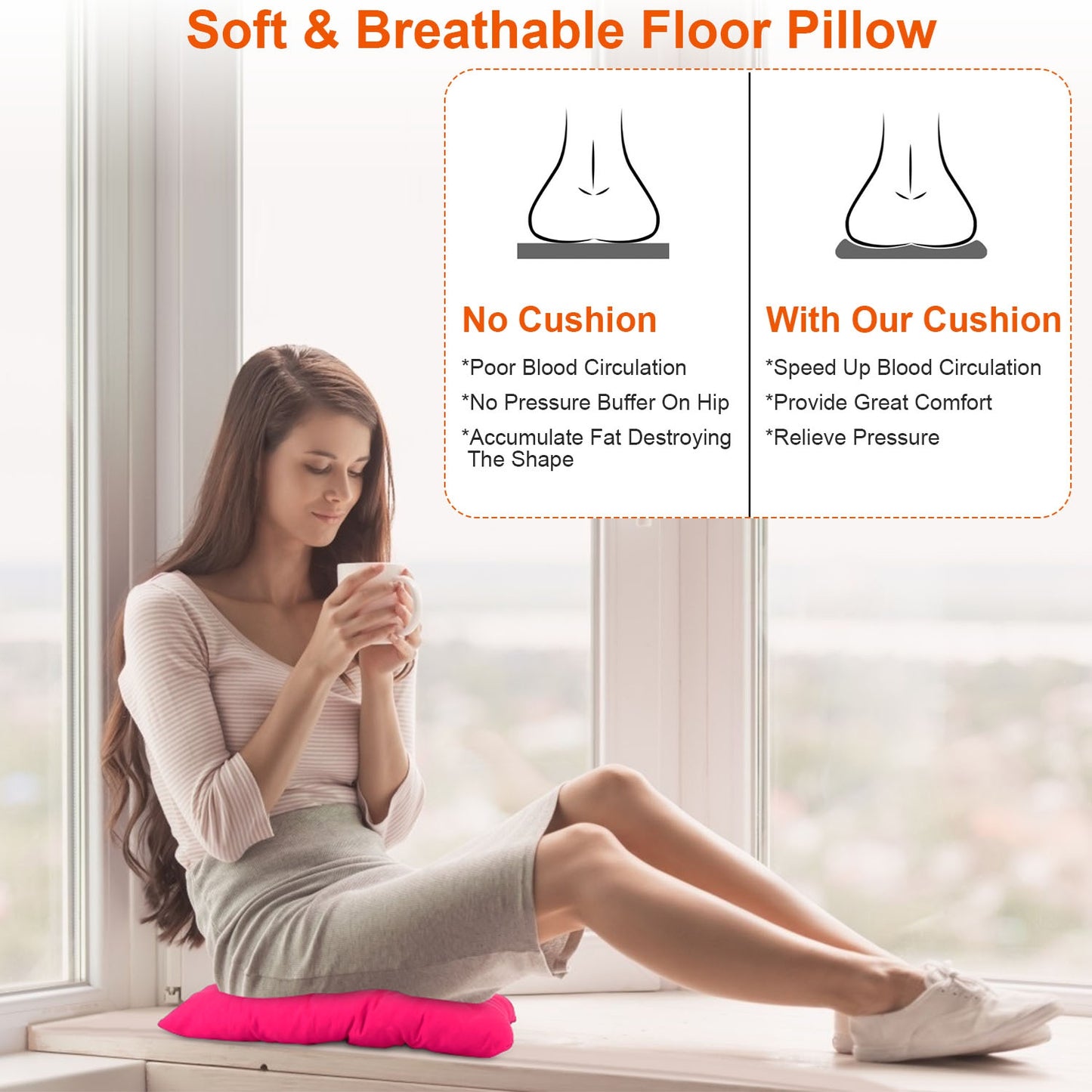 4-Pack Soft Square Chair Cushion Pads - 17.72" for Home & Office