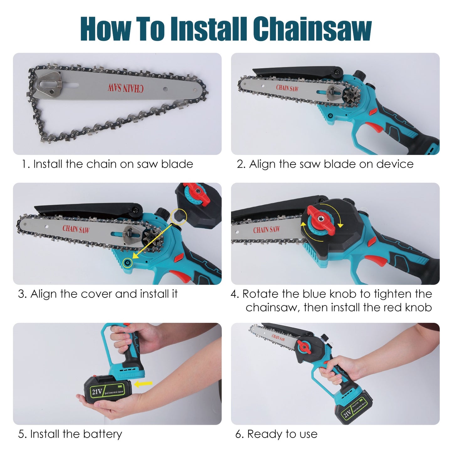 Cordless 21V Electric Pole Chainsaw & Mini Chainsaw with Extension & Digital Display