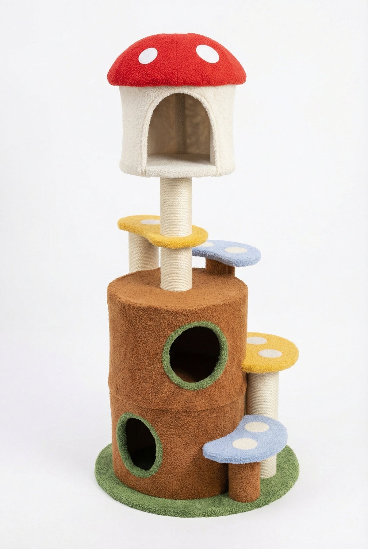 Large Mushroom Cat Tree with Condo, Platform & Ladder - Multi-Level Play & Rest