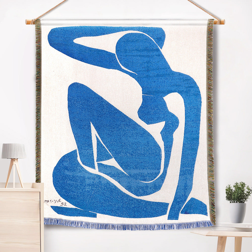 Outdoor Living Room Jacquard Tapestry - Blue Fall 160x130cm Home Decor