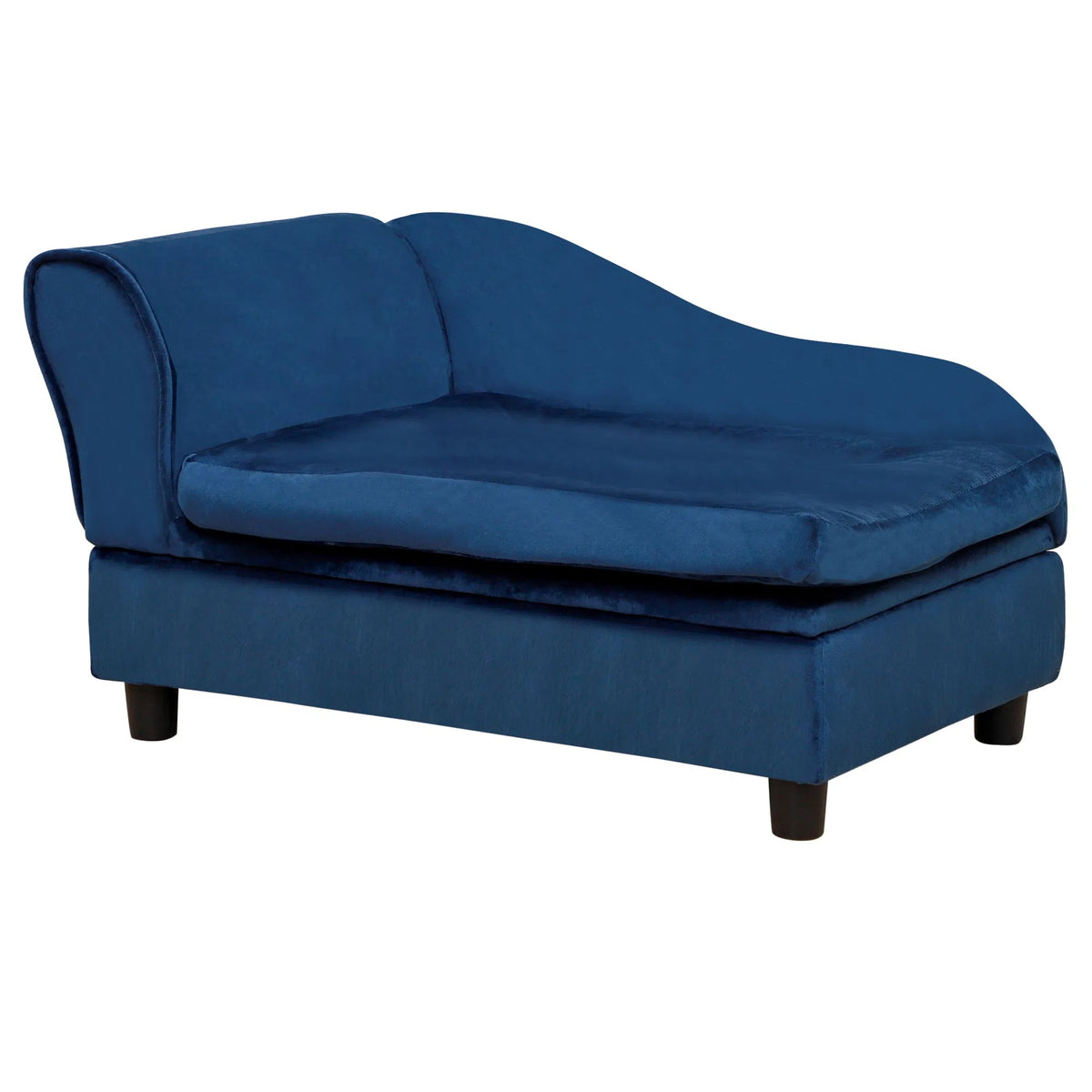 Pet Sofa Bed with Storage and Cushy Foam Cushion - Blue