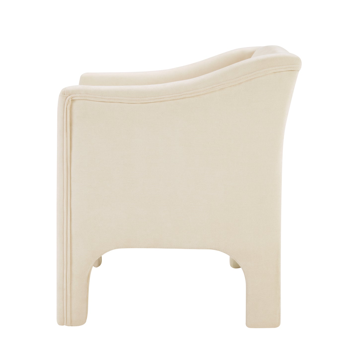 Beige Upholstered Barrel Accent Chair for Living Room & Bedroom