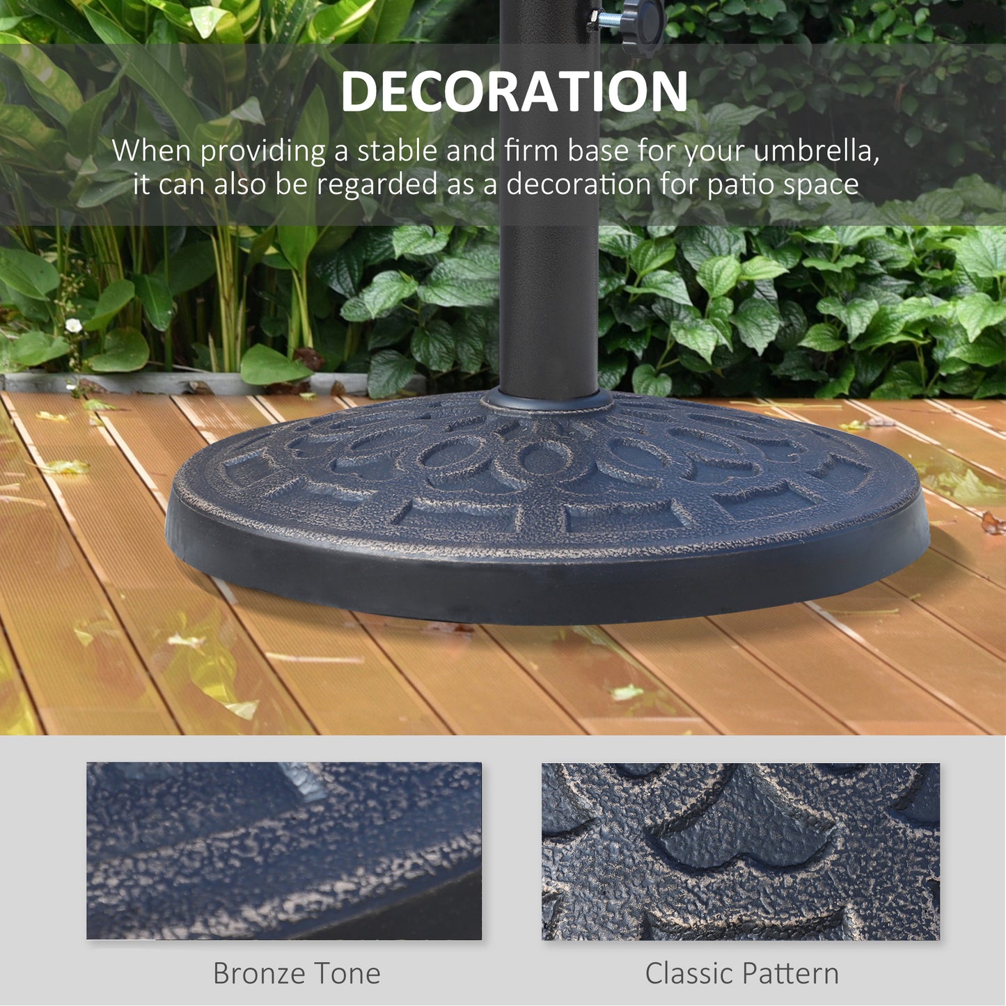 26lbs Heavy Duty Outdoor Umbrella Base - Bronze, 17" Diameter