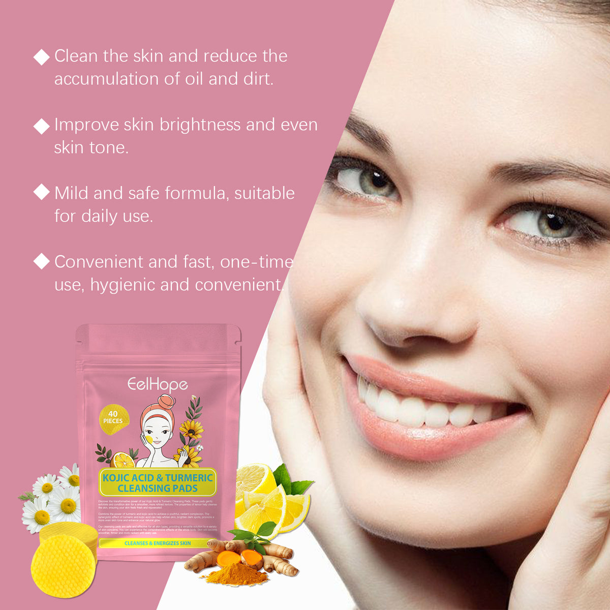 Turmeric Glycolic Acid Cleansing Pads - Exfoliating Cotton