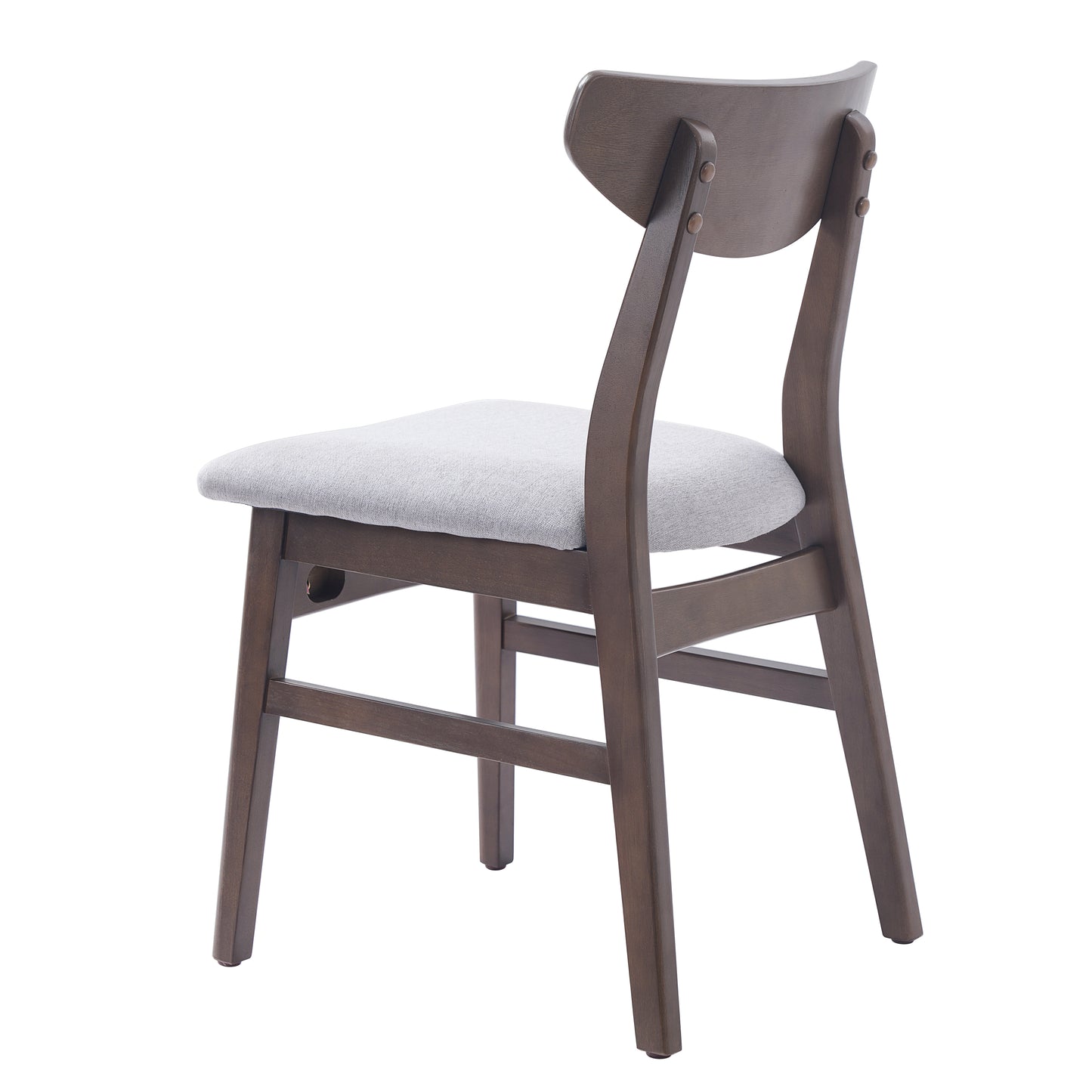 Set of 2 Modern Scandinavian Dining Chairs - Gray Fabric & Brown Wood