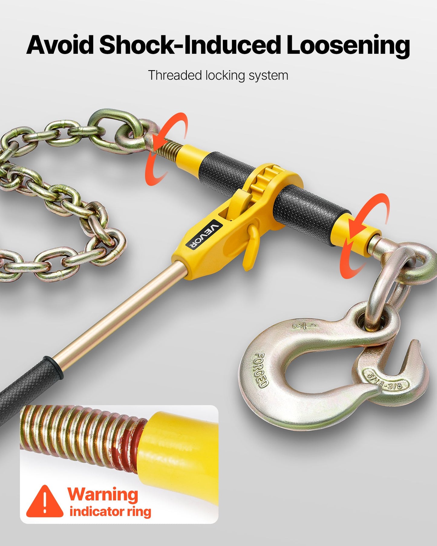 Heavy Duty Load Chain Binder with 3/8-Inch to 1/2-Inch Chains, Yellow