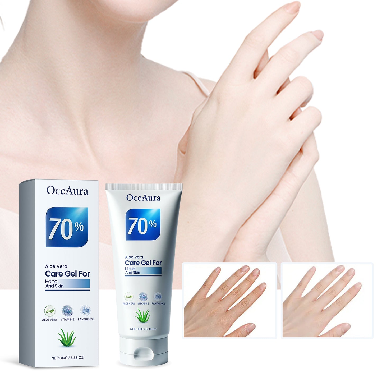 Aloe Vera Hand Care Gel - Hydrating Moisturizer for Dry & Cracked Skin