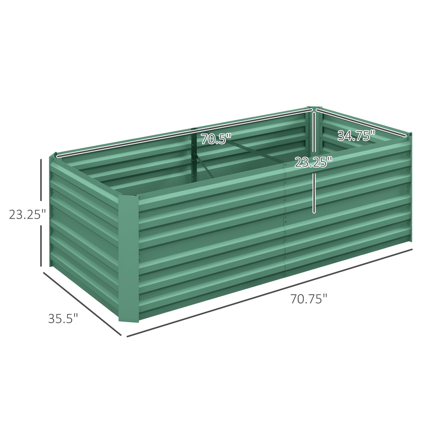 Galvanized Steel Raised Garden Bed 71x36x23 Inches Outdoor Planter with Reinforced Rods - Light Green