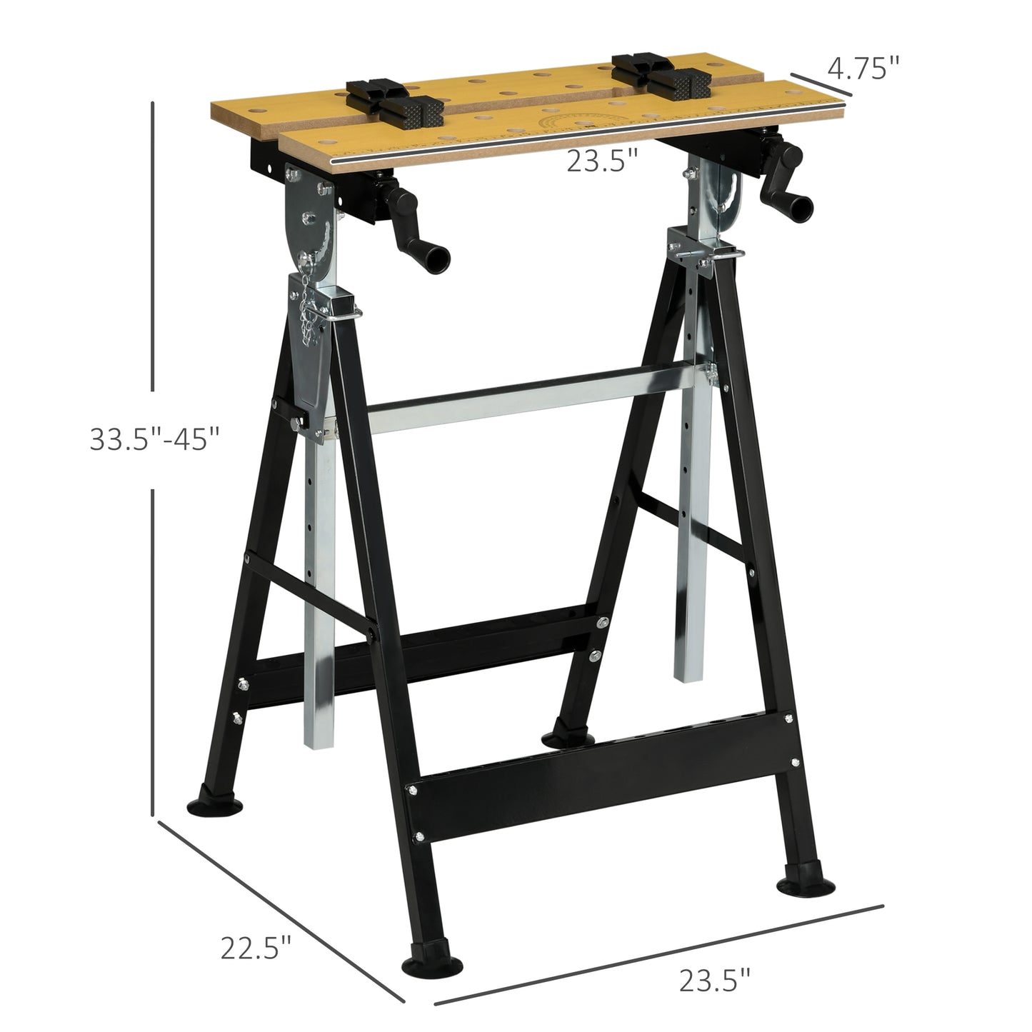 Adjustable Work Bench with Clamps & Steel Frame - Multi-Use Garage Table