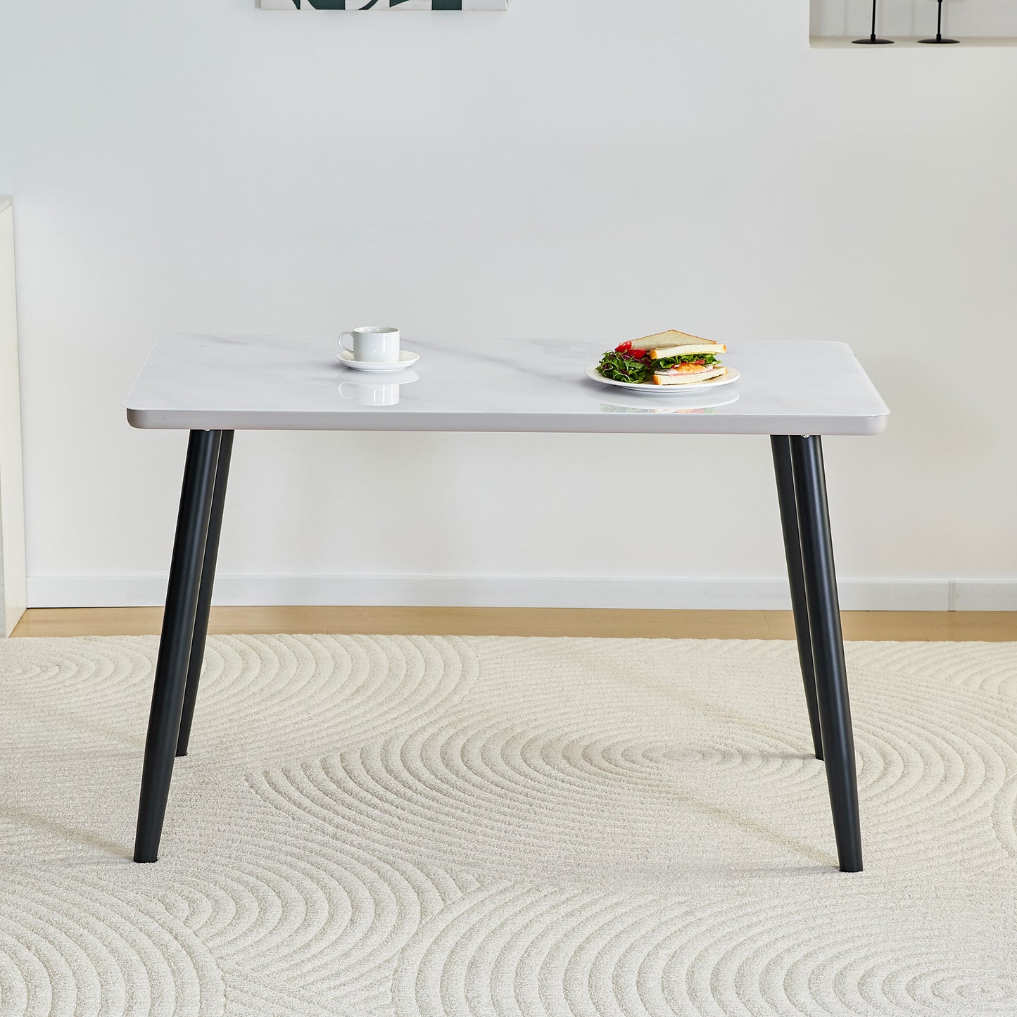 Modern Minimalist Rectangular Dining Table,suitable For 4-6