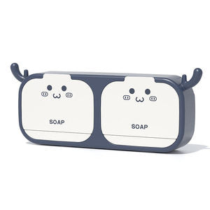 Perforation-Free Flip Soap Storage Box with Double Doors - Gray, 1 Pack