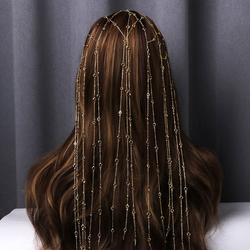 High-End Rhinestone Tassel Headband for Women - Elegant Hair Accessory