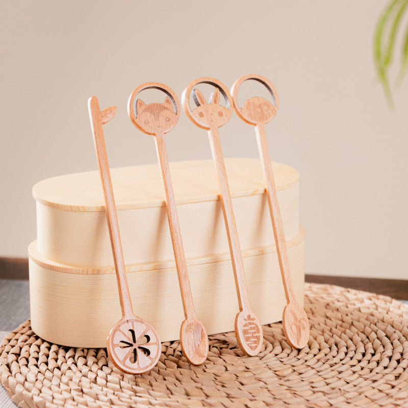Wooden Honeycomb Stirring Spoon Long Handle Kitchen Utensil